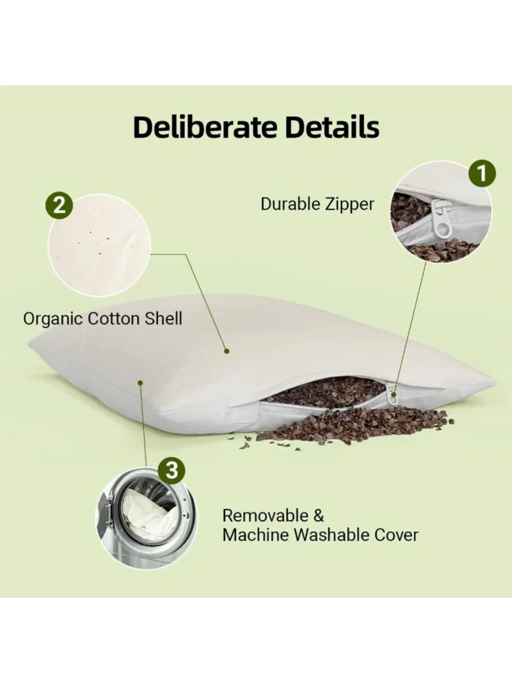 Organic Buckwheat Pillow 20x26 | Adjustable Height | Neck Support & Comfort